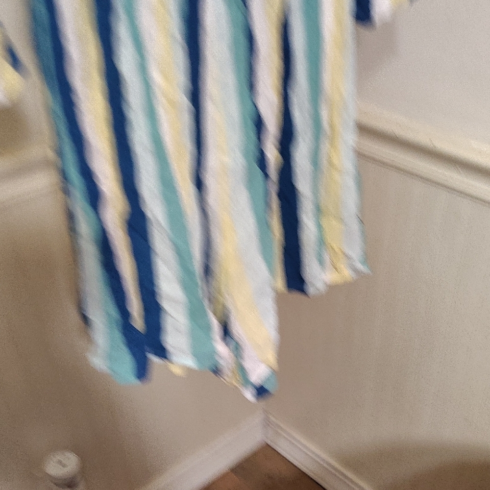 Blue and Yellow Striped Off-Shoulder Jumpsuit - Picture 8 of 8